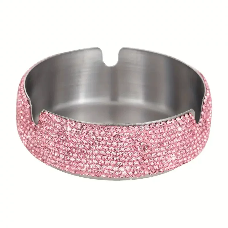 Cross-border best-selling ashtray, diamond-encrusted multi-functional home and office stainless steel ashtray, light luxury and creative ashtray