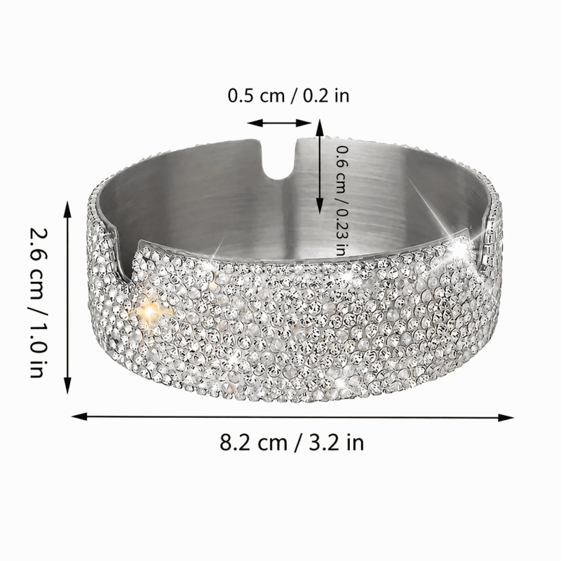 Hot-selling ashtray with diamond inlay, multi-functional, stainless steel, suitable for home and office use, light luxury and creative design