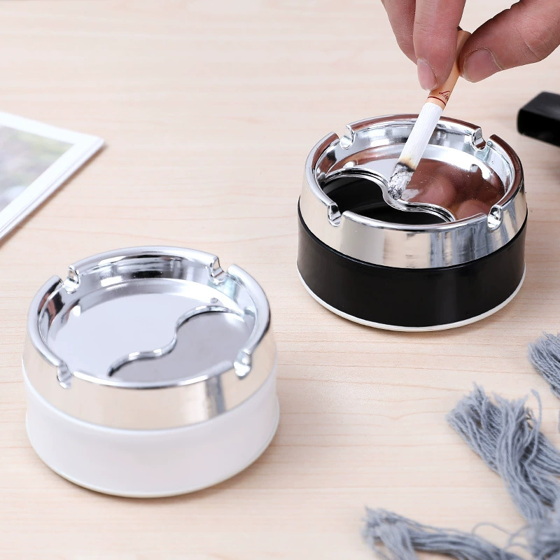 Stainless steel ashtray sealed windproof storage cylinder, simple and fashionable for living room home use, rotating thickened ashtray