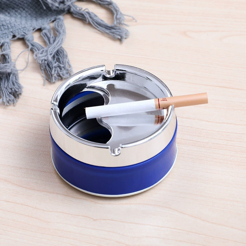 Stainless steel ashtray sealed windproof storage cylinder, simple and fashionable for living room home use, rotating thickened ashtray