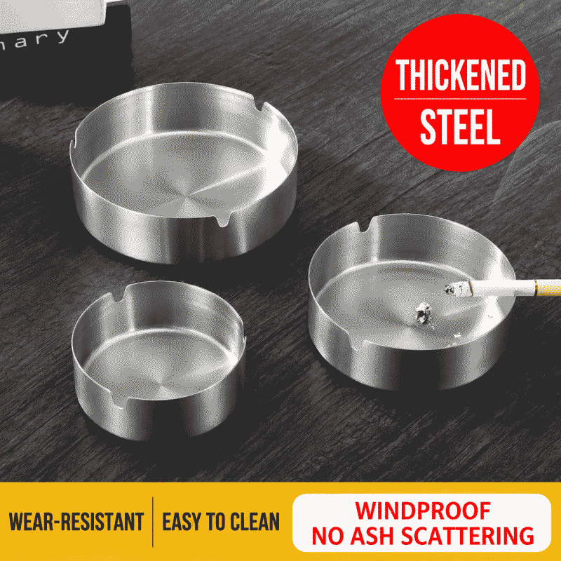 Thickened, shockproof metal stainless steel ashtray with an ins premium feel, perfect as a gift