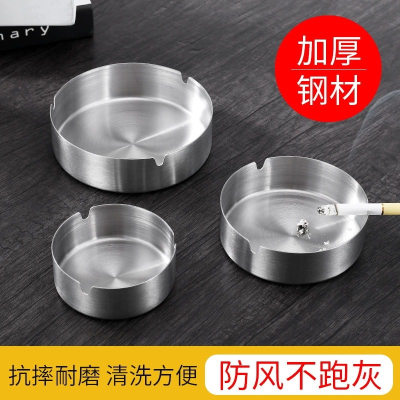 Cross-border thickened anti-drop metal stainless steel ashtray ins high-end gift ashtray wholesale customization with logo printing