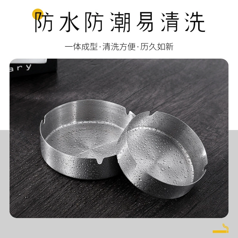 Cross-border thickened anti-drop metal stainless steel ashtray ins high-end gift ashtray wholesale customization with logo printing