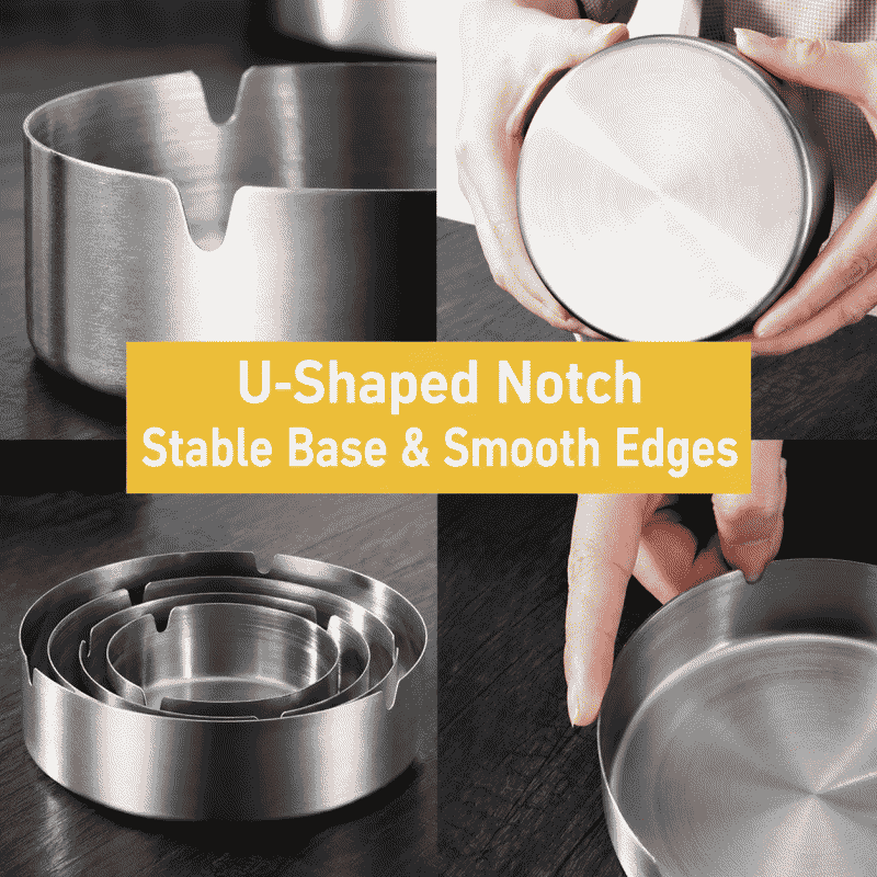 Thickened, shockproof metal stainless steel ashtray with an ins premium feel, perfect as a gift