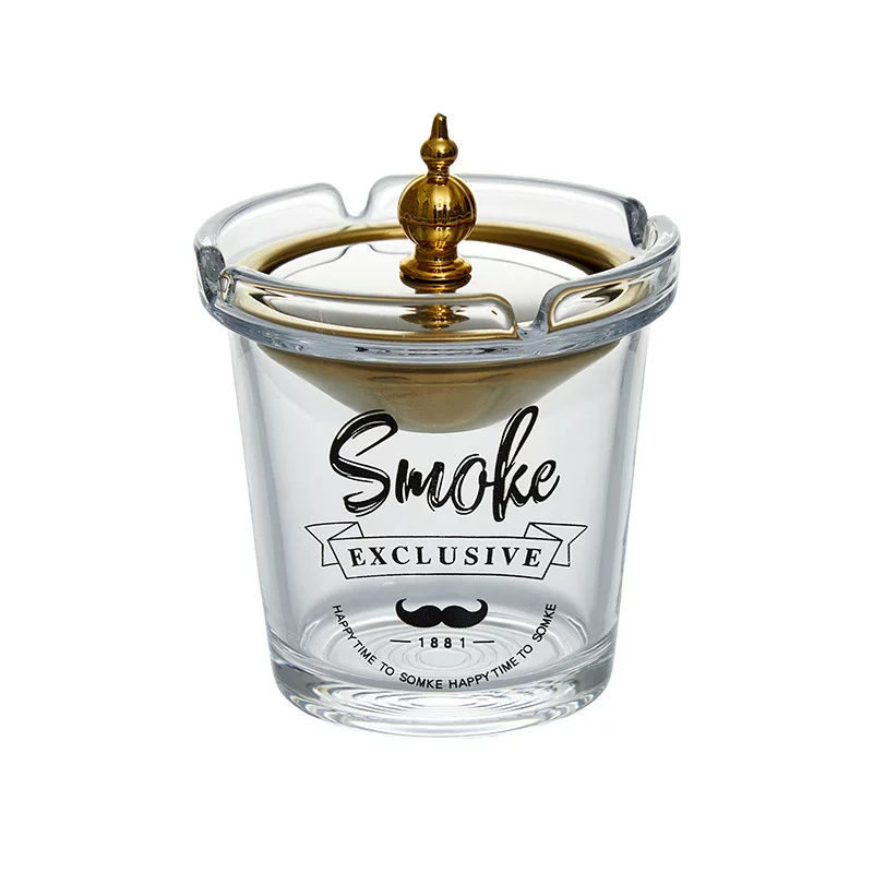 Funnel windproof ashtray, home living room with lid, creative large glass ashtray, office cross-border bestseller