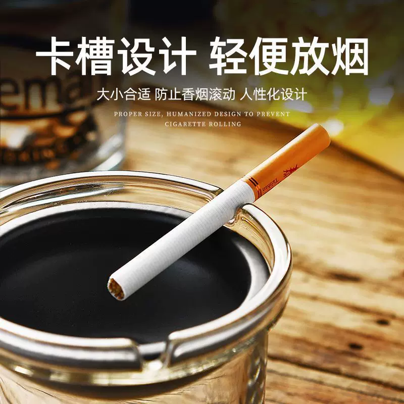 Funnel windproof ashtray, home living room with lid, creative large glass ashtray, office cross-border bestseller