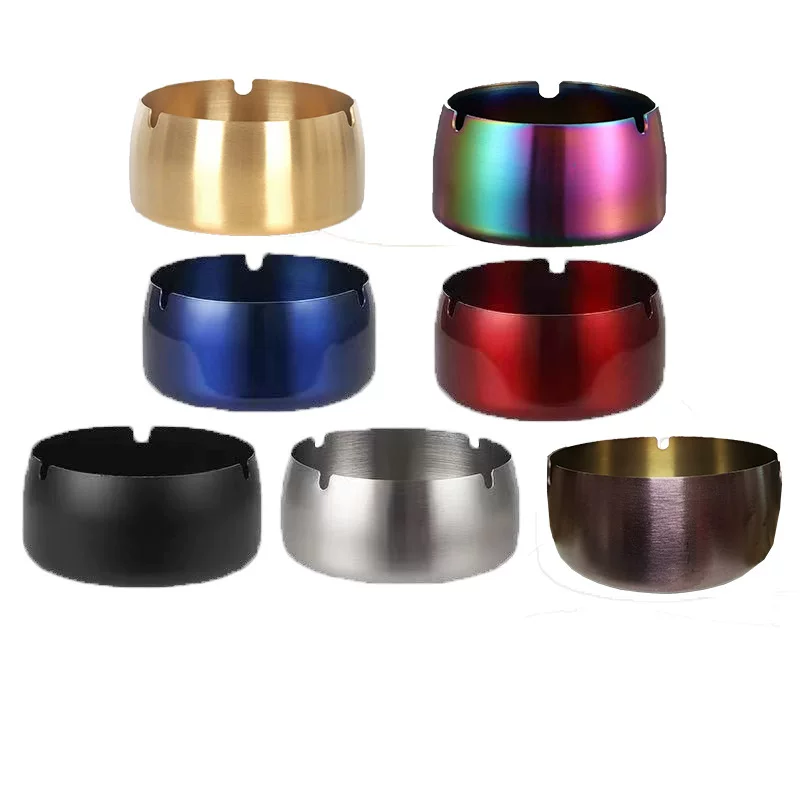 Stainless steel ashtray windproof hotel home creative bar black and gold gift wholesale ashtray high-end advertisement