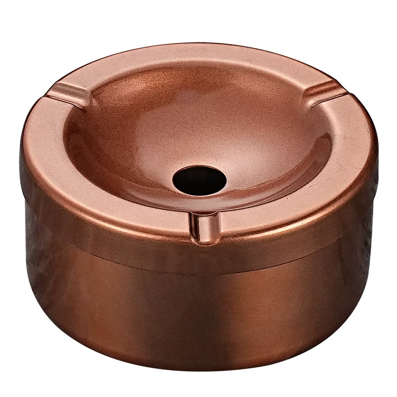 Stainless steel ashtray with lid, high-end and thickened, creative and simple for home, hotel and bar use, cross-border wholesale