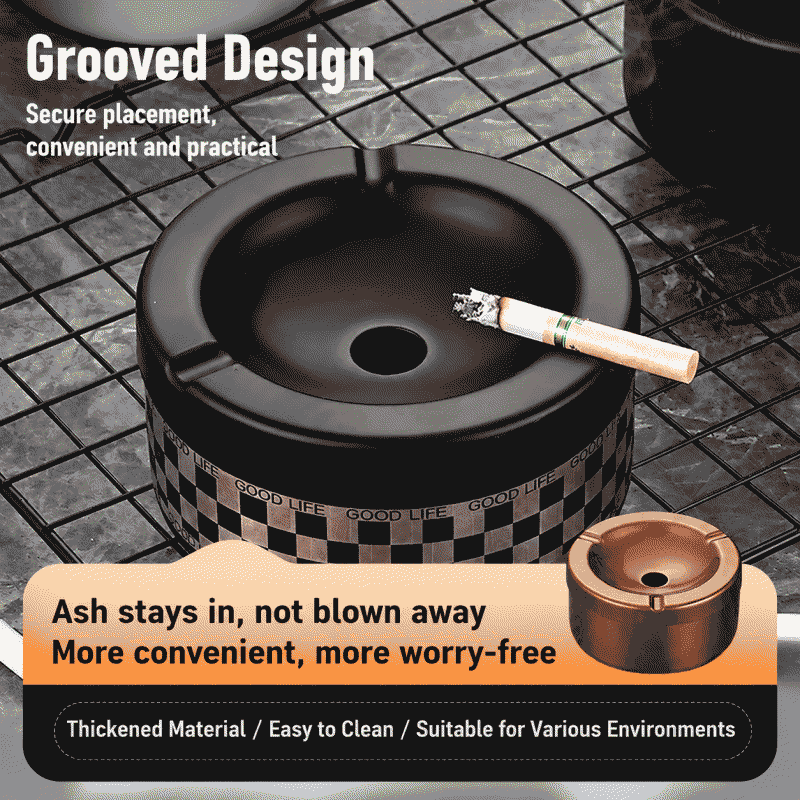 Ashtray with stainless steel cover, high-end feel, thickened, suitable for home, hotel, bar, creative and simple design