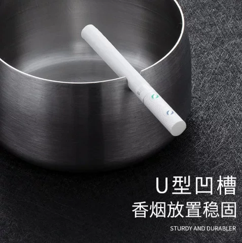 Stainless steel ashtray, shockproof, windproof, high-end, creative, large, elegant and grand office, home and living room decoration
