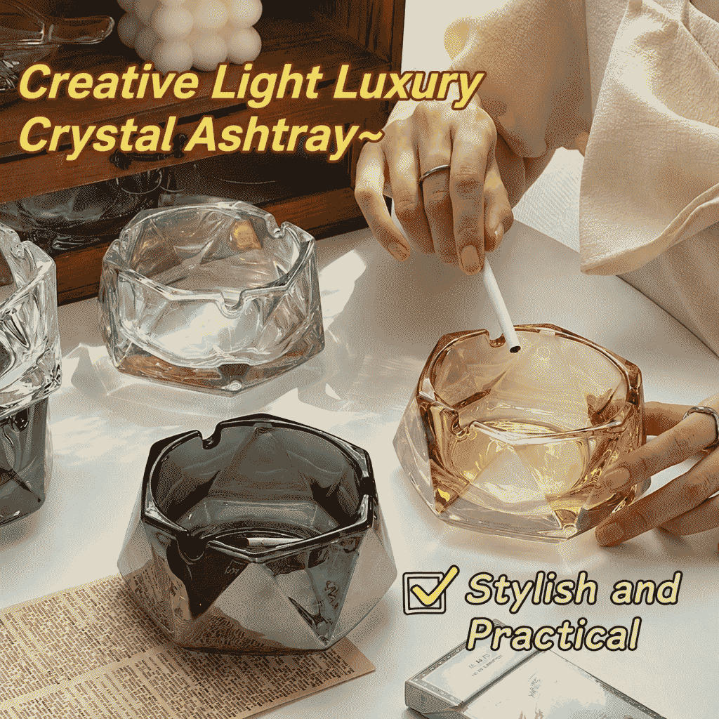 Popular glass ashtray, creative, suitable for home living room, light luxury, high-end feel, suitable for KTV, bar, commercial use, hotel ashtray