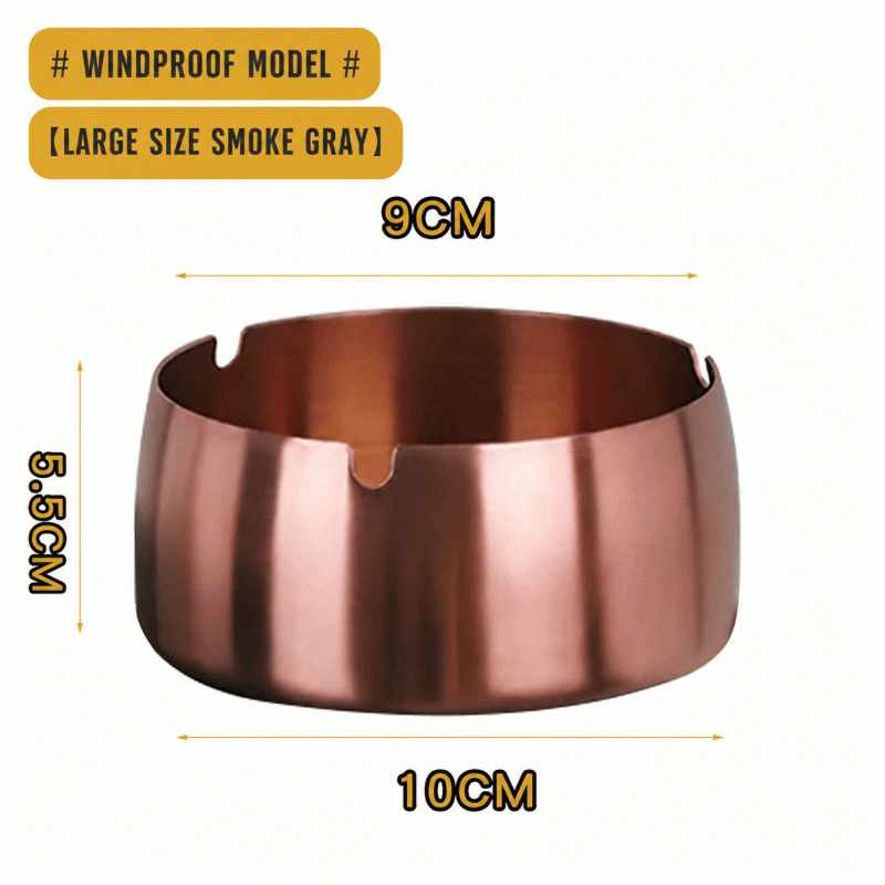 Thickened stainless steel plated metal ashtray, windproof and drop-resistant