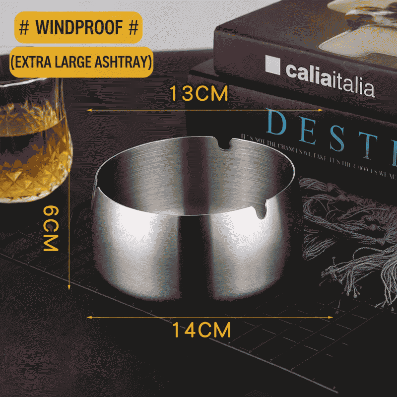 Thickened stainless steel plated metal ashtray, windproof and drop-resistant