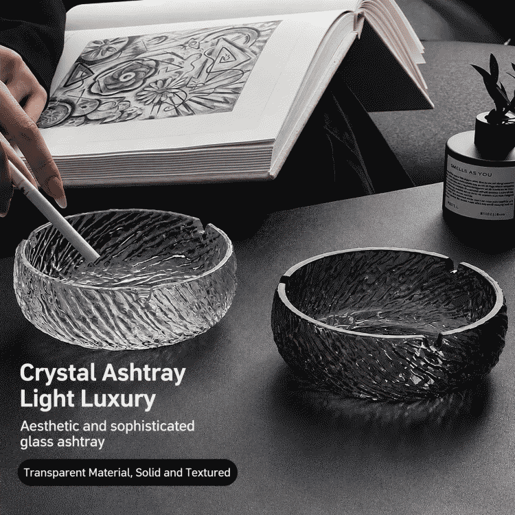 Nordic style fashionable anti-slip and anti-fly design, grand living room and office decoration, high appearance level, creative glass ashtray