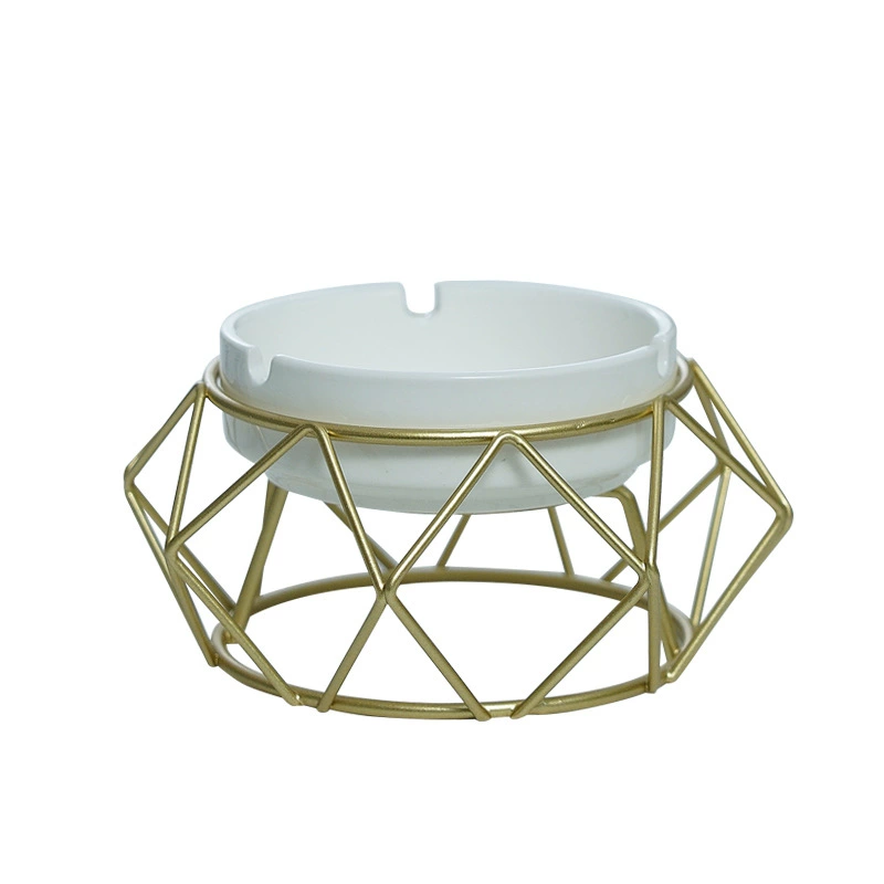 Nordic living room decoration geometric shape ashtray ornaments, modern and simple home office ceramic ashtray metal