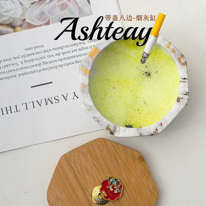 Cross-border bestseller office household ashtray with dust-proof lid, creative ashtray, simple, ins, high-end feel