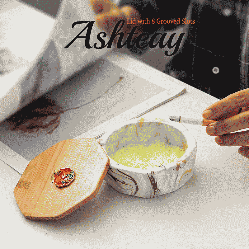Office household ashtray with lid to prevent flying dust, creative ashtray with a minimalist and high-end Ins feel