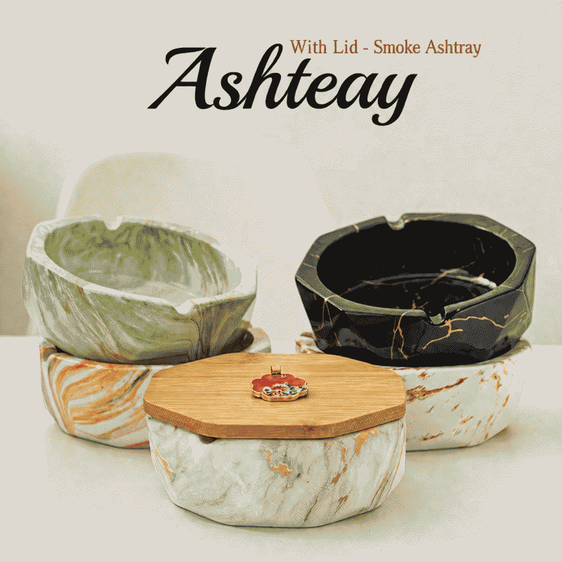 Office household ashtray with lid to prevent flying dust, creative ashtray with a minimalist and high-end Ins feel