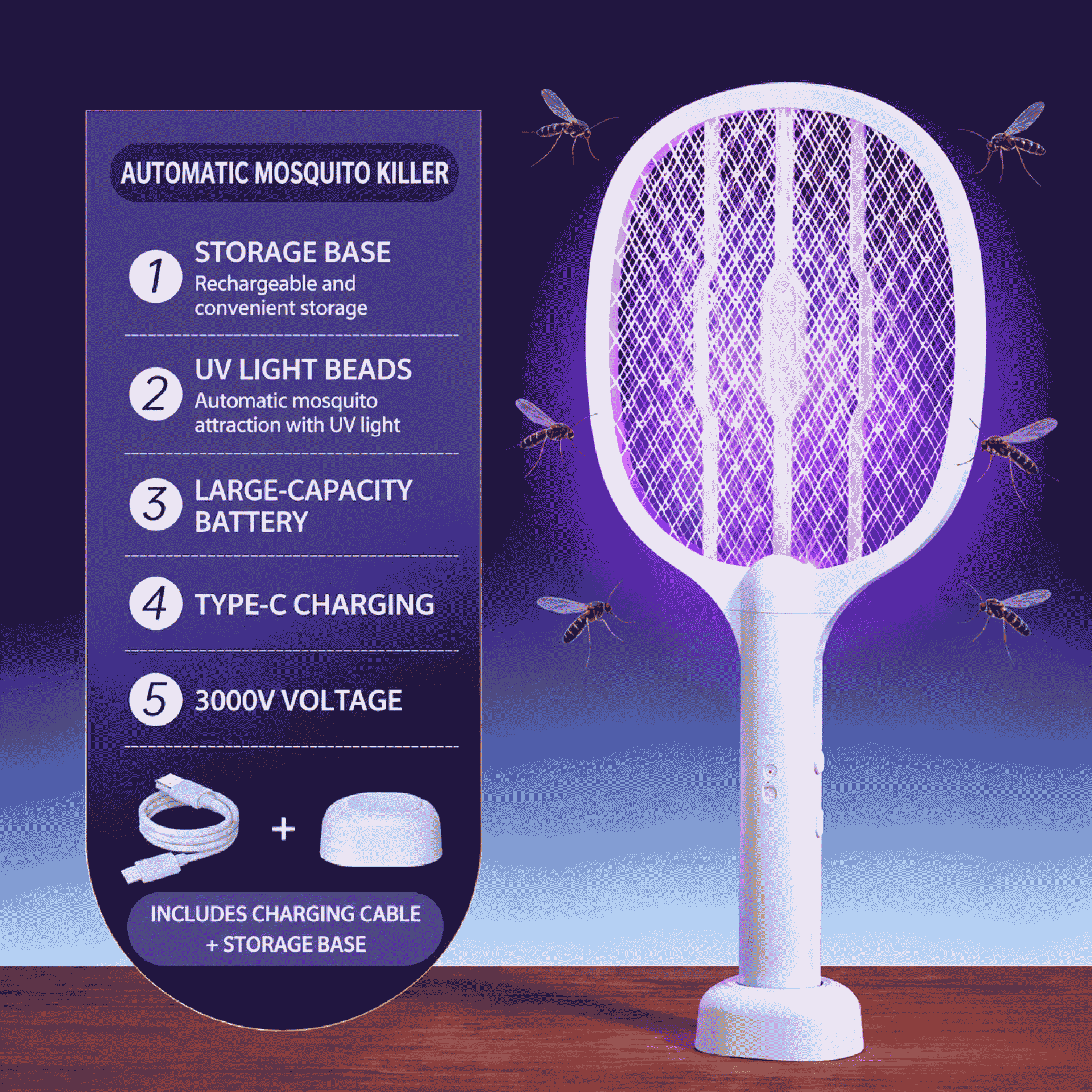 Electric mosquito swatter 2-in-1 mosquito swatter gadget mosquito swatter lure electric fly swatter electric mosquito swatter convenient in stock mosquito swatter