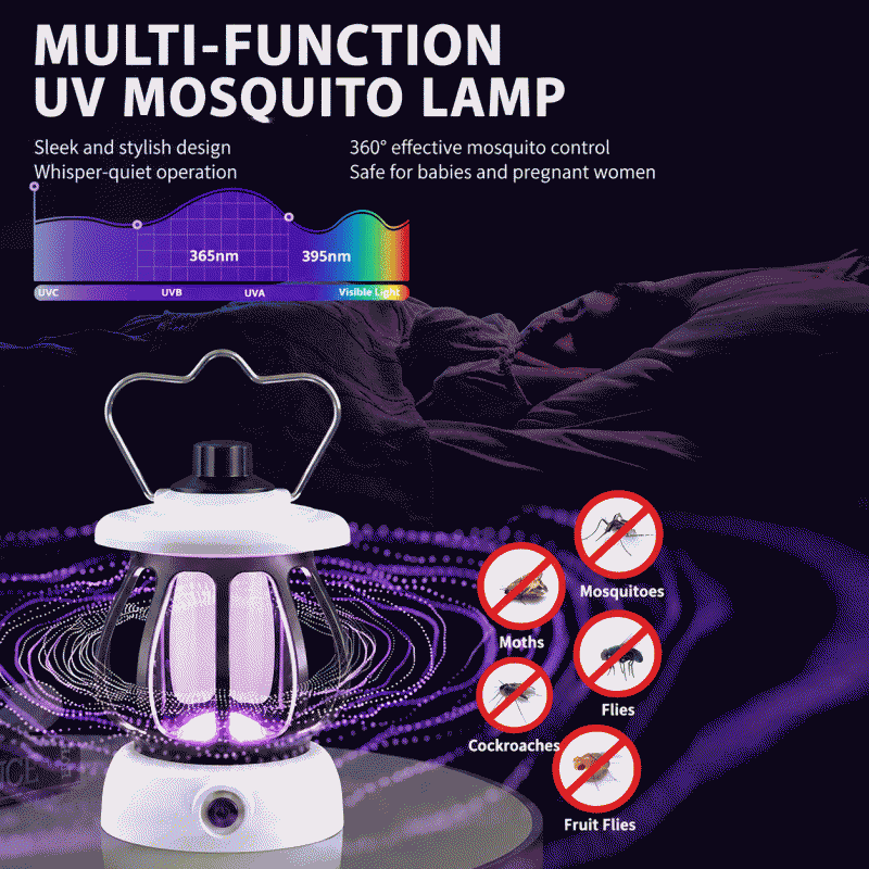 New mosquito killer lamp, suitable for household, outdoor, mother and baby use, silent mosquito lure lamp, three-in-one mosquito killer camping lighting lamp