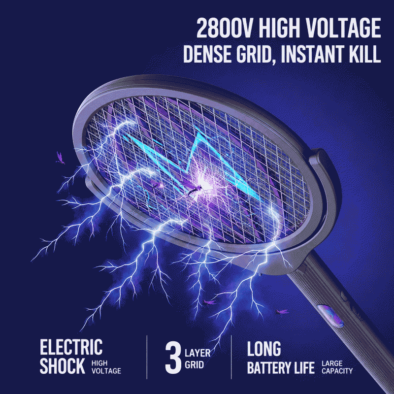 Extendable electric mosquito swatter, rechargeable household multi-functional folding four-in-one mosquito killer, mosquito lamp, mosquito repellent device