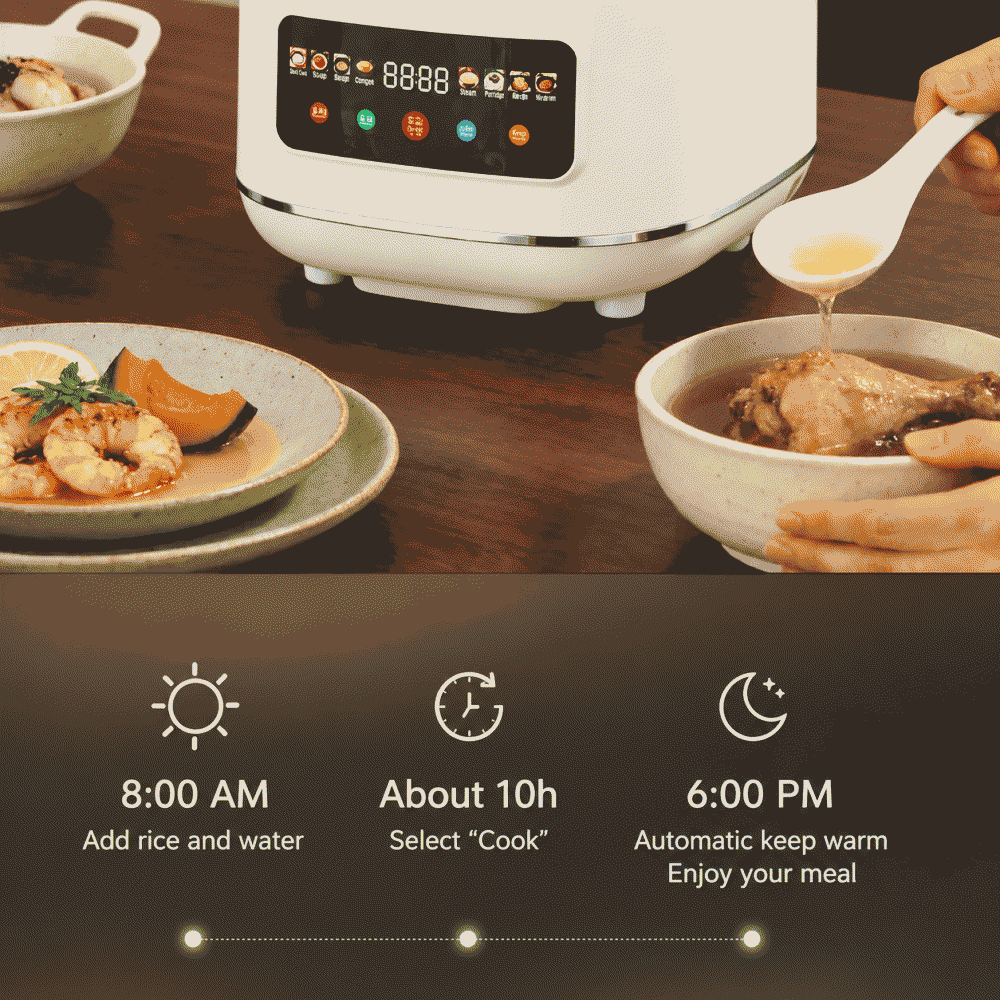 110V smart rice cooker for household use, 5L large capacity, with pre-set timer and rice-soup separation function