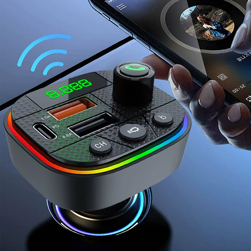 Private model cross-border L02 car charger Bluetooth MP3 player Plug for car cigarette lighting Intelligent digital display pd fast charging car charger