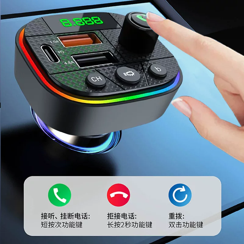 Private model cross-border L02 car charger Bluetooth MP3 player Plug for car cigarette lighting Intelligent digital display pd fast charging car charger