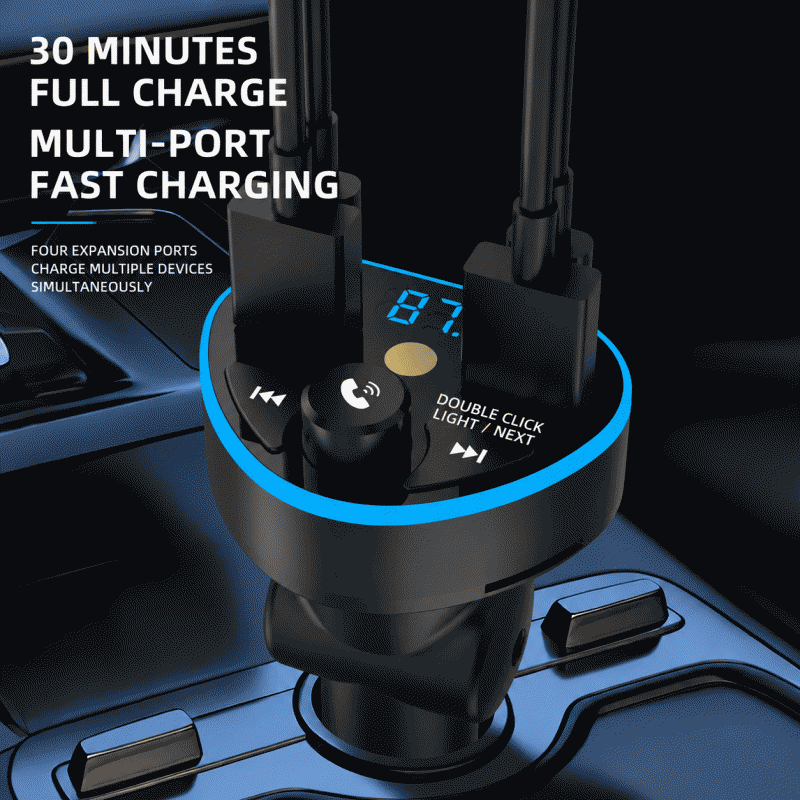 Car charger, super fast charging head, PD, Bluetooth, MP3 music player, starry sky light, hands-free phone