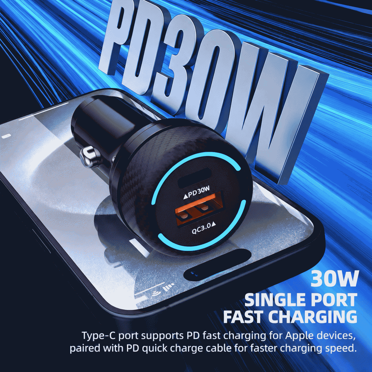 Car charger dual-port super fast charging car charger PD20W watt one-to-two car charger charging head