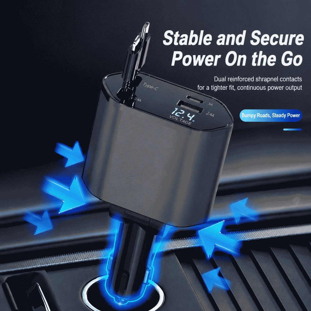 6A car charger, 120W super fast charging, multi-functional cigarette lighter, adapter, USB adapter, PD four-in-one
