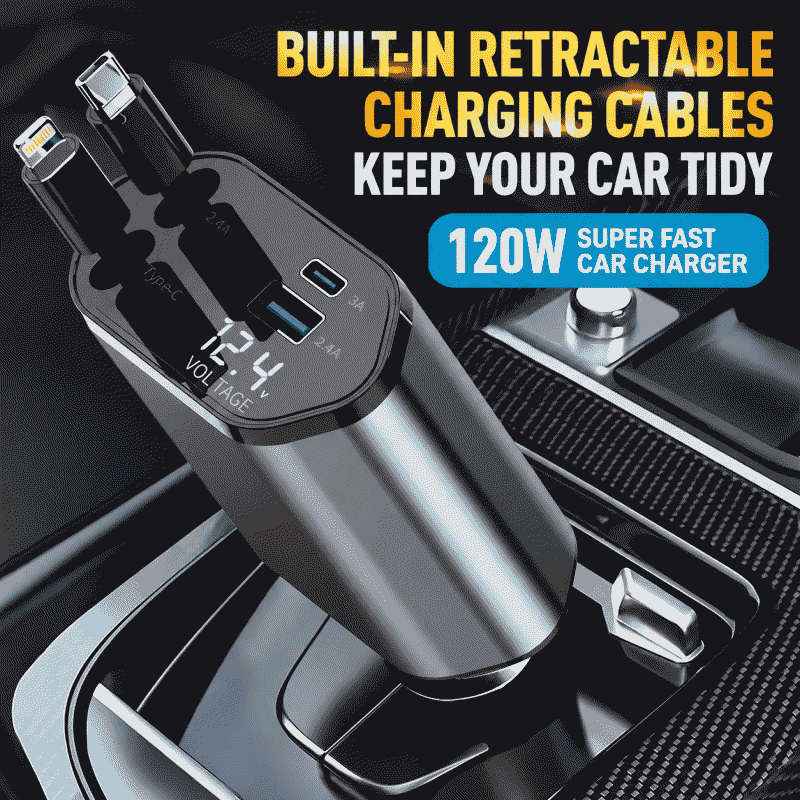 6A car charger, 120W super fast charging, multi-functional cigarette lighter, adapter, USB adapter, PD four-in-one