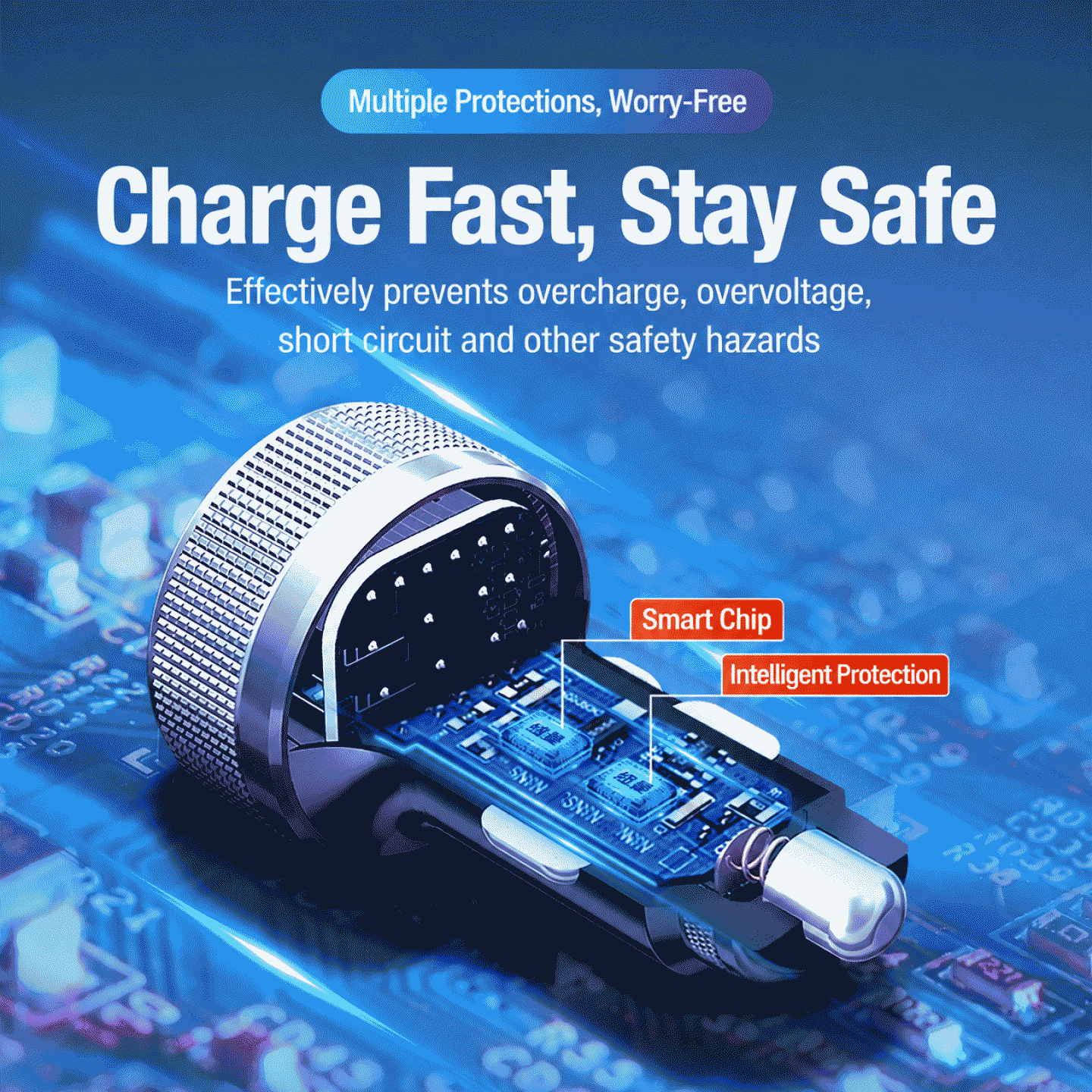 The car charger is super fast charging at 48W and fast charging at the same time. It is a special cigarette lighter for cars with a plug for car charging