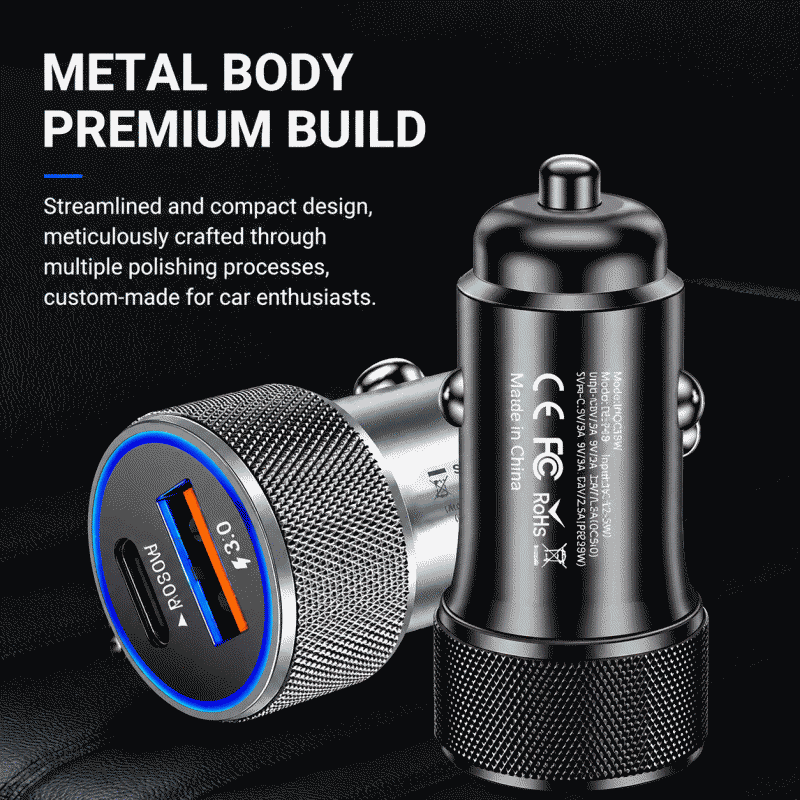 The car charger is super fast charging at 48W and fast charging at the same time. It is a special cigarette lighter for cars with a plug for car charging