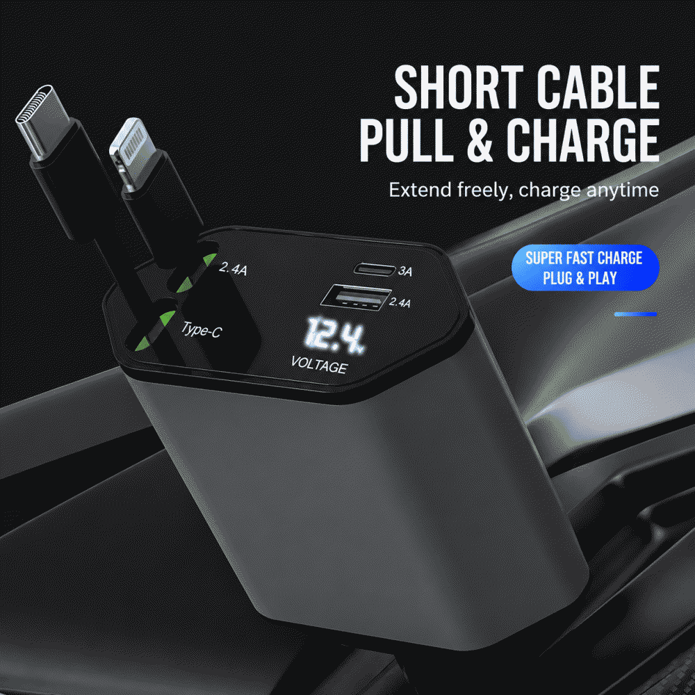 120W car charger, super fast charging, retractable, one-to-four flash charging, cigarette lighter, car compatible with iPhone 15 and Huawei