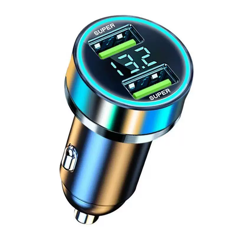 Car charger, super fast charging head, dual flash charging, 120W ultra-fast charging, digital display voltage measurement mobile phone charger