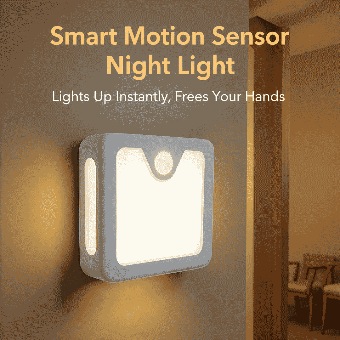 The new nightlight is a USB-charged, sensor-activated nightlight in a square shape with magnetic attachment, suitable for clothing