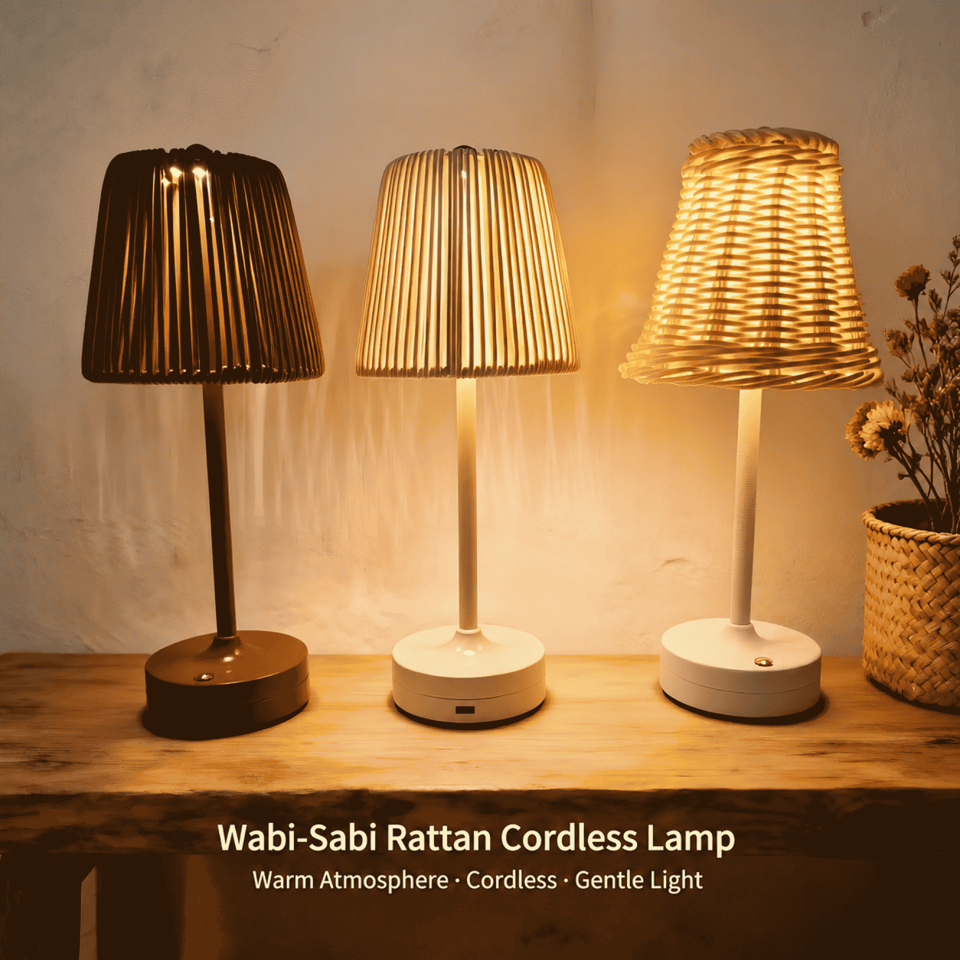 Popular rattan outdoor table lamp, perfect for restaurants and bars, with charging function, Nordic style atmosphere decoration lamp