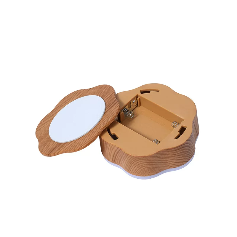 New cross-border LED smart night light, powered by dry batteries, push-touch night light, wood grain home decoration