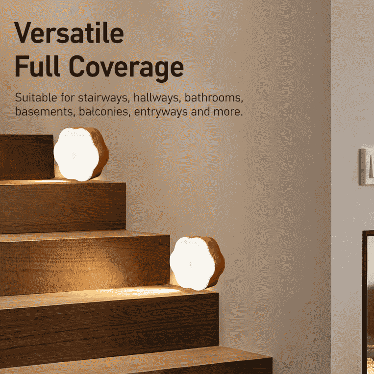 New LED smart nightlight, powered by dry batteries, with a press-to-touch feature and a wood-grain design, perfect for home decor