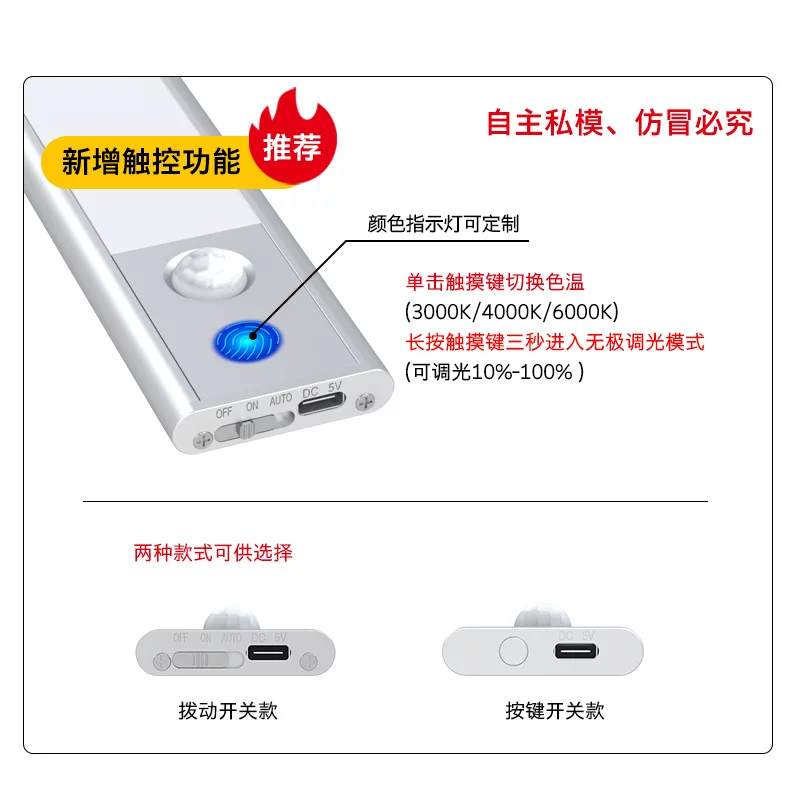 Cross-border exclusive smart human body sensor light, which lights up immediately upon arrival, charging model, ultra-long battery life, bookcase and wardrobe magnetic light strip