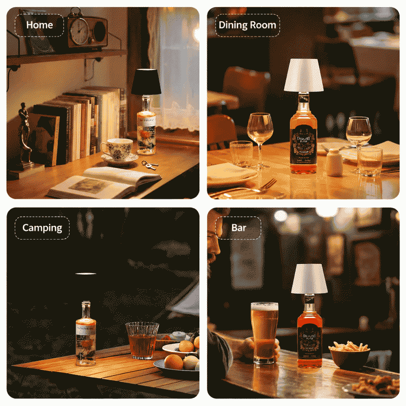 LED charging atmosphere table lamp, bedroom bar popular plug-in bottle lamp, hot-selling creative nightlight