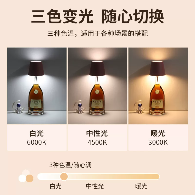 Cross-border LED charging ambient desk lamp, bedroom and bar bestseller, insertable wine bottle lamp, hot-selling creative night light