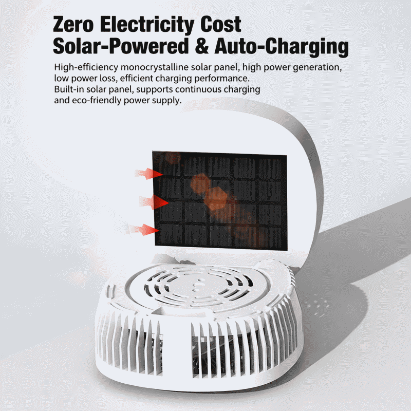 Solar-powered outdoor fan, portable camping solar fan with strong wind, charging and folding capabilities