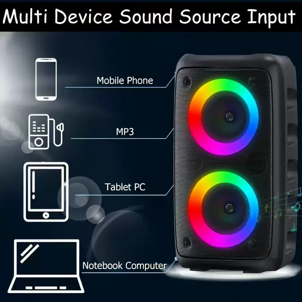 Cross-border colorful Bluetooth speaker, subwoofer, outdoor square high-volume integrated K speaker microphone
