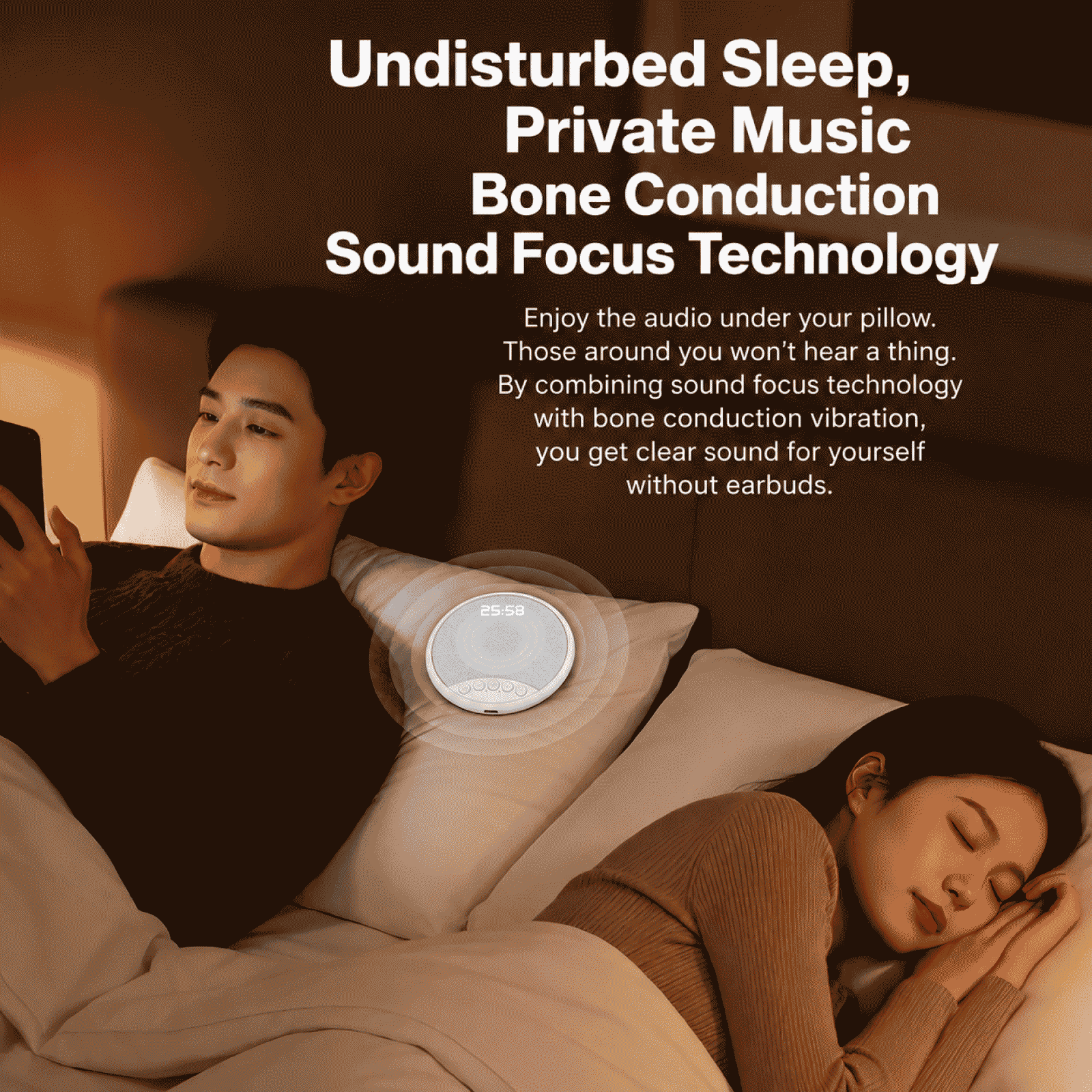 New product: multi-functional digital display alarm clock with pillow-mounted speaker, music-listening device, sleep white noise, and under-pillow Bluetooth audio