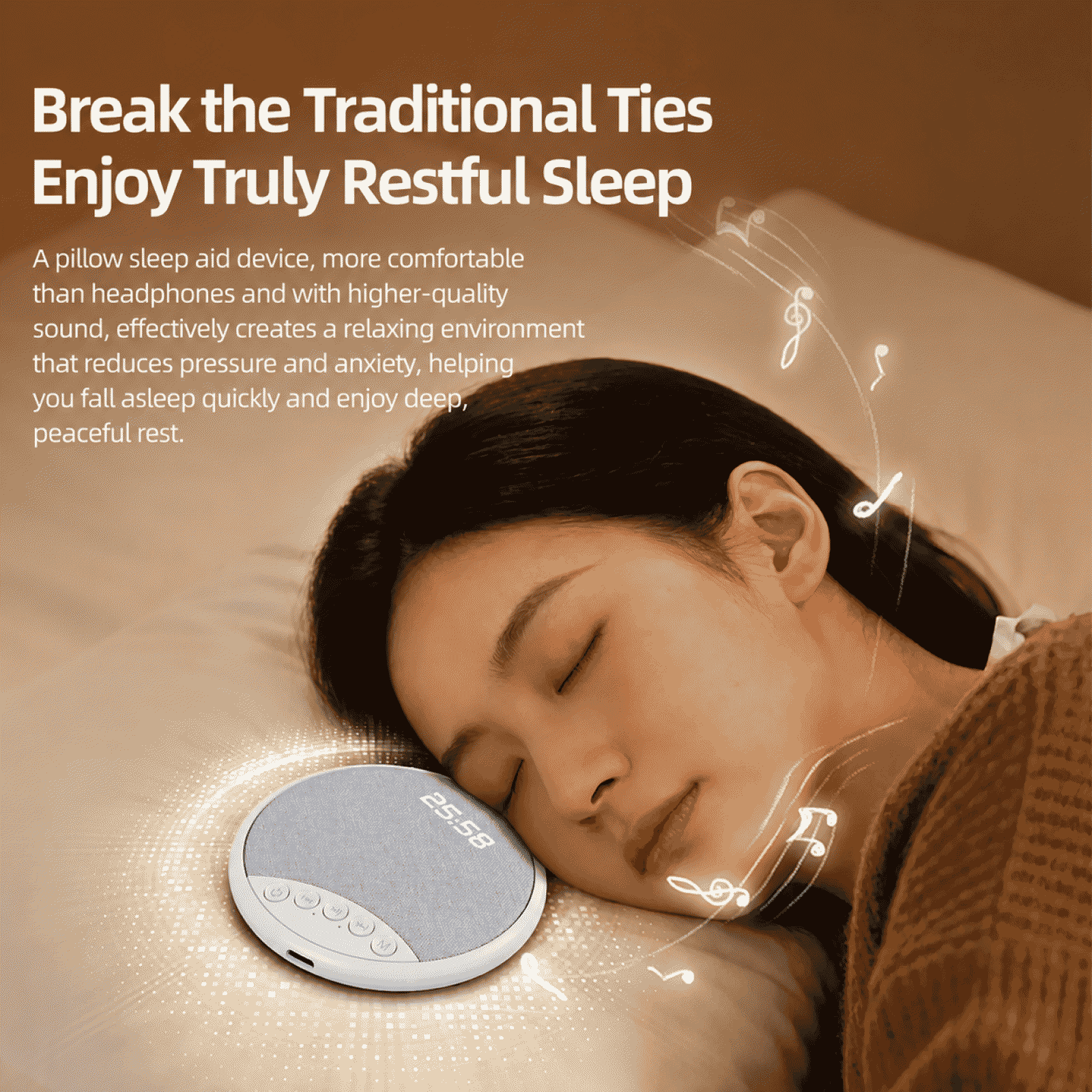 New product: multi-functional digital display alarm clock with pillow-mounted speaker, music-listening device, sleep white noise, and under-pillow Bluetooth audio