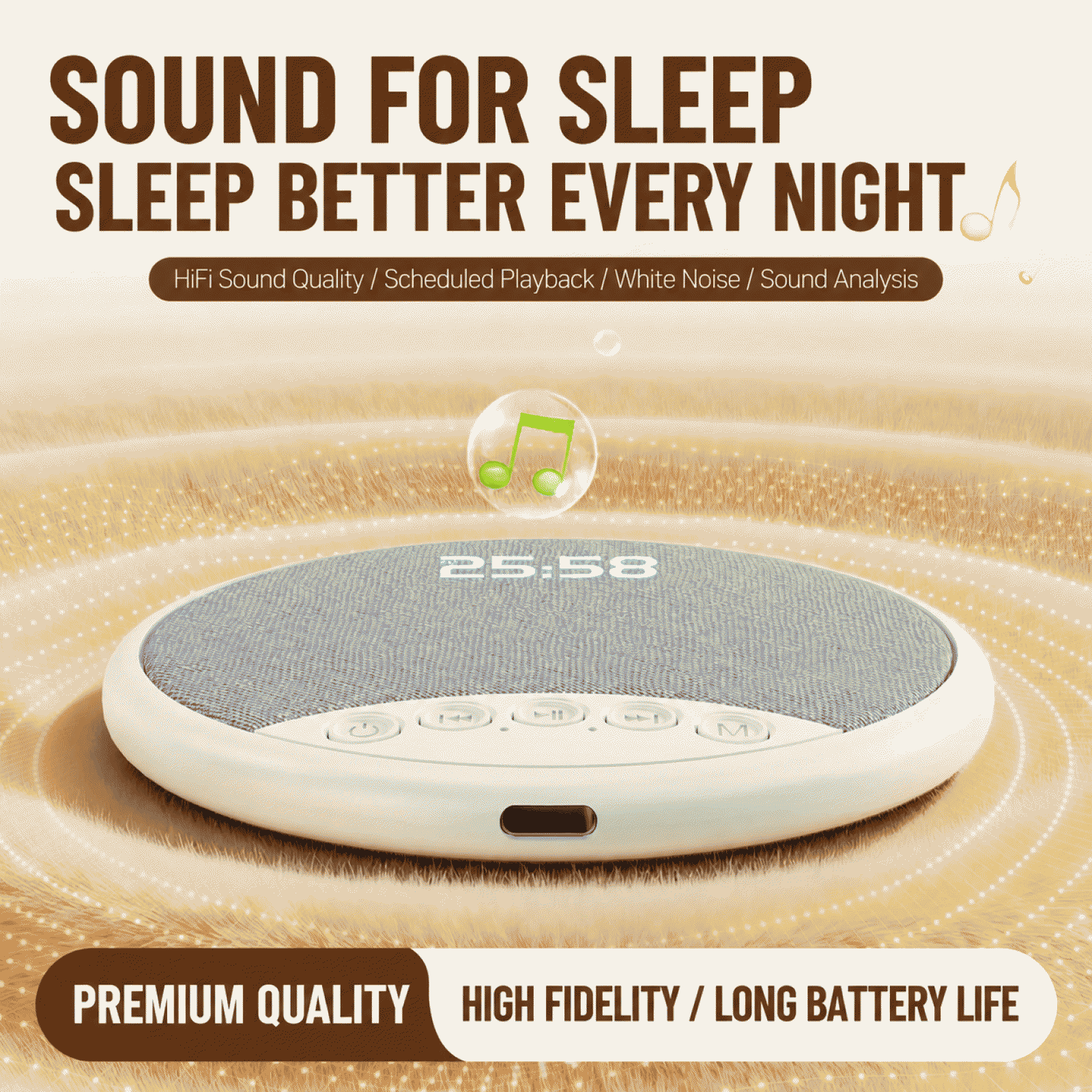 New product: multi-functional digital display alarm clock with pillow-mounted speaker, music-listening device, sleep white noise, and under-pillow Bluetooth audio