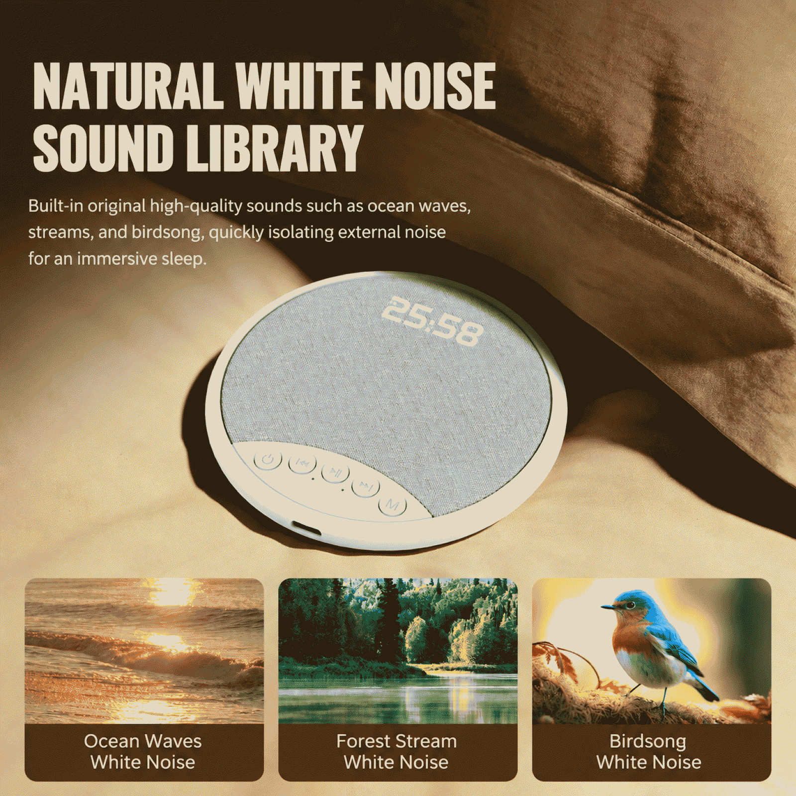 New product: multi-functional digital display alarm clock with pillow-mounted speaker, music-listening device, sleep white noise, and under-pillow Bluetooth audio