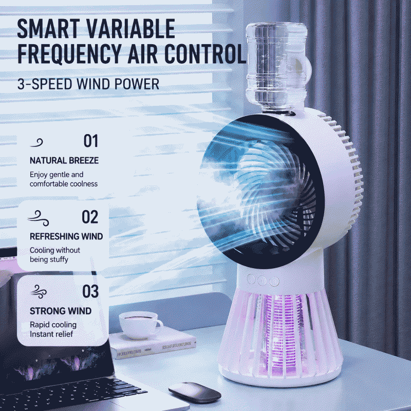 New desktop portable cooling, mosquito-killing, lighting, humidifying 4-in-1 outdoor camping mosquito-killing and humidifying fan